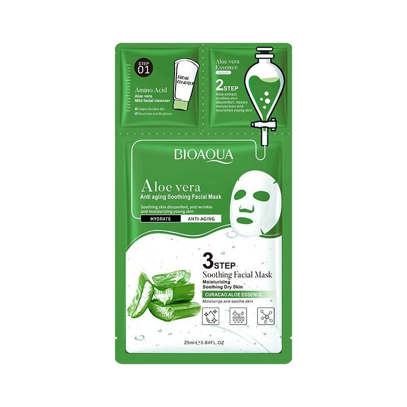 Máscara Facial Antienvejecimiento y Suavizante de Aloe Vera - 3 Pasos
